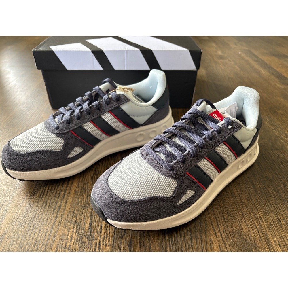 Adidas Run 84 Mens Size 7.5 Sneakers Grey Navy Red JR8712 Women's Size 9.5